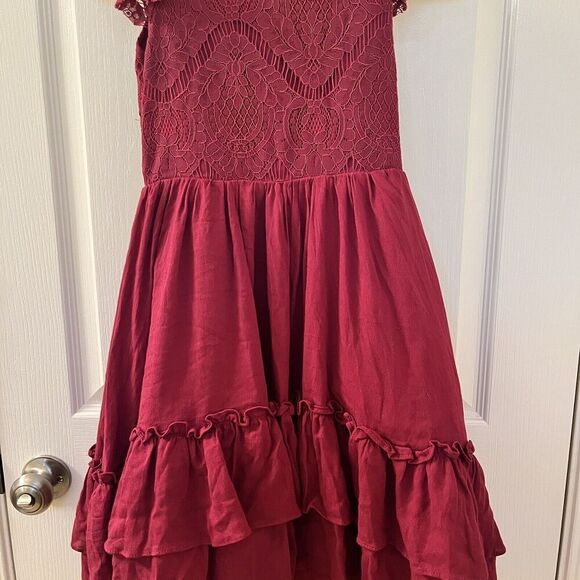 Joyfolie Mia Joy Lacy Petticoat Dress in Burgundy Girls Size 7 - Picture 3 of 16